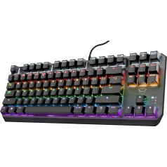 Trust Gaming GXT 834 Callaz TKL mehāniskā tastatūra itāļu QWERTY izkārtojums Outemu mehāniskie slēdži Rainbow Wave Lighting USB spēļu tastatūra datoriem -