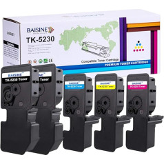 BAISINE 5-Pack saderīgs Kyocera Ecosys M5521cdw TK-5230 TK5230 tonera kasetne TK-5230K TK-5230C TK-5230Y TK-5230Y TK-5230M toneris priekš Ecosys M5521cdn M5521cdw P5021cdn P5021cdn P5021cdn P55 021cdW