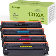 BONINK 131A 131X CF210X Toneris suderinamas su HP 131X HP 131A toneriu CP1525NW HP Laserjet Pro CP1525N HP Laserjet 200 Color MFP M276NW (juodas/geltonas/mėlynas/magentos spalvos)