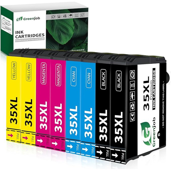 Greenjob 35XL Epson 35 tintes kasetnes, kas saderīgas ar Epson Workforce Pro WF-4740DTWF WF-4740DTWF WF-4730DTWF WF-4720DWF WF-4725DWF WF-4730 WF-4730 WF-4720 (8 iepakojumos)