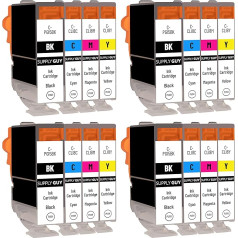 Supply Guy 16 printeru kasetnes, kas saderīgas ar Canon PGI-5 CLI-8 Multipack priekš Pixma IP3300 IP3500 IP4200 IP4200 IP4200 Series IP4200X IP4300 IP4500 IP4500 Series IP4500X IP4500 IP5200 IP5200R IP5200R IP5200R IP5200