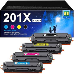 RUDGUZ 201X toneris saderīgs ar HP 201X 201A CF400X CF400A priekš HP Color Laserjet Pro MFP M277dw Toneru komplekts M277n M252dw M277 M277 M274n M252n M252 M277c6 (melns zils dzeltens, dzeltens, purpursarkans, 4 gabali)