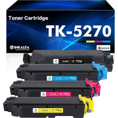 inkalfa TK-5270 TK-5270K TK5270 saderīgs ar Kyocera Ecosys M6630cidn P6230cdn M6230cidn TK 5270 TK-5270C TK-5270M TK-5270Y M6630 P6230 M6230 M6230 M6230 M6 230 toneris (melns, zils, dzeltens, purpursarkans, 4 iepakojumi)