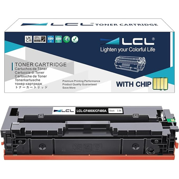 LCL suderinama tonerio kasetė 201X CF400X CRG-22 didelio našumo (1 vnt., juoda), skirta HP Color Laserjet Pro M252dw M252n MFP M277dw M277n MFP-M277c6