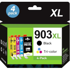 Pitooler 903xl spausdintuvo kasetės, suderinamos su HP 903xl Multipack, suderinamos su HP 903xl, suderinamos su HP 903xl, suderinamos su HP Officejet 6950, skirtos HP Officejet Pro 6970 6960 (4 pakuotės)