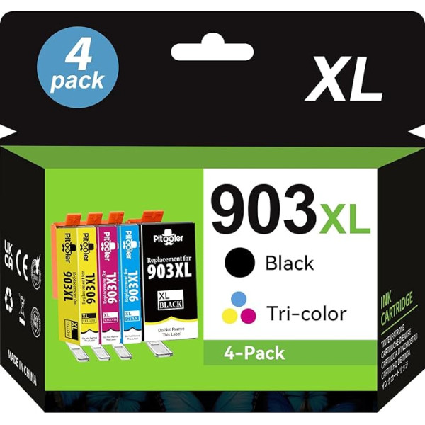 Pitooler 903xl printeru kasetnes, saderīgas ar HP 903xl Multipack, saderīgas ar HP 903xl, saderīgas ar HP 903xl, saderīgas ar HP Officejet 6950, paredzētas HP Officejet Pro 6970 6960 (4 iepakojumi)