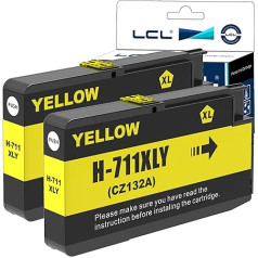 LCL Compatible Ink Cartridge 711XL 711 XL CZ132A Pigment (2Yellow) Replacement for HP Designjet T530 T130 T525 T120 24 T120 610 T520 24 T520 36 T520 610 T520 914 T125 T110 UK