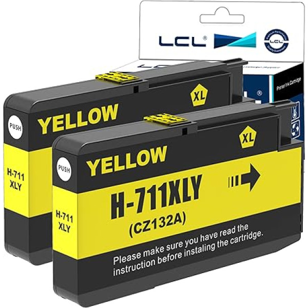 LCL saderīga tintes kasetne 711XL 711 XL CZ132A Pigmenta (2Yellow) aizvietošanai ar HP Designjet T530 T130 T525 T120 24 T120 610 T520 24 T520 36 T520 610 T520 914 T125 T110 UK