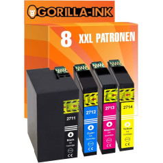 Gorilla Ink 10 tintes kasetnes XXL priekš GI2711 - GI2714 Savietojamas ar Epson WorkForce WorkForce WF-7015 3600 3620 sērijas WF 3620 DWF Workforce WF 3640 DTWF/WF 7110 DTW Workforce WF-2010 W Workforce WF-7015 7600 7610 DWF sērijas WF 7620 DTWF