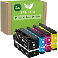 Prindano 4 x printeru kasetnes, kas saderīgas ar HP 953 XL 953XL priekš Officejet Pro 8710 7740 7720 8210 8720 7730 8218 8715 8216 8718 8725 Multipack (melna, zilā, dzeltenā, dzeltenā krāsā, 4 gabali)