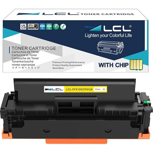 LCL Kompatibel Tonerkartusche 410A 410X CF412A CF412X 5000 Seiten (1 Gelb) Ersatz für HP Color LaserJet Pro MFP M477fnw MFP M477fdn MFP M477fdnw MFP M477fdnw MFP M452dn MFP M452dw MFP M377dw MFP M452nw