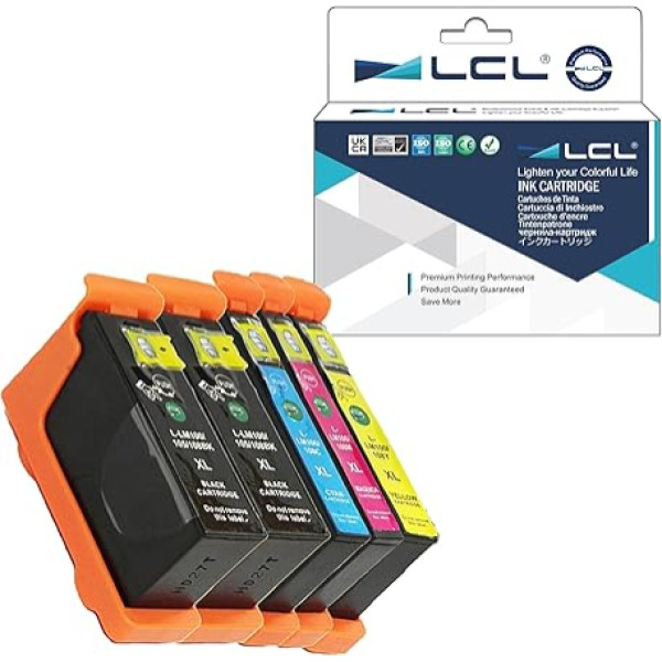 LCL saderīga tintes kasetne 100XL 105XL High Yield 14N1608E 14N0850 (2Black 1Cyan 1Cyan 1Magenta 1Yellow) saderīga ar Lexmark S300 S301 S302 S305