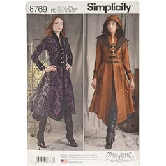 Simplicity 8769 Sieviešu viduslaiku Cosplay un Ren Faire kostīmu mēteļu šūšanas raksts, izmēri 40-50