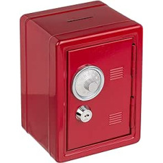 Savings Box Safe Made of Painted Metal with Combination Lock and Key 16 x 11.5 x 10 cm (Red)