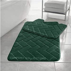 Comfort Collections Memory Foam vannas paklāja komplekts, pjedestāla paklājiņš 2 daļ., mīksts, neslīdošs zaļš (50 cm x 80 cm) un stāvošs paklājiņš (50 cm x 40 cm)