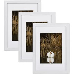 LYYYYX Picture Frame A4 21 x 30 cm with Mount White Photo Frame Collage Wall Decoration Poster Photo Plexiglass Set of 3