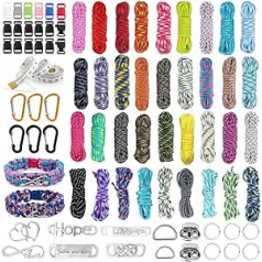 LUPATDY Paracord rinkinys, Paracord 550 nailoninis laidas, Paracord virvė, daugiafunkcis, yra virvės sagtis ir siuvimo adatos, tinka pasidaryti apyrankei, dirželiui, raktų pakabukui