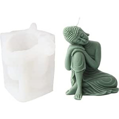 Xidmold 3D Buddha Candle Shape Buddha Statue Silicone Mould for Soap, Sculpture, Soy Wax Candle, Resin Art Crafts (A)