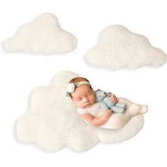 BYNYXI bērnu fotografēšanas rekvizīti, 3 gab. Cute Cloud Pillow Zīdaiņu pozēšanas spilvens zīdaiņu spilvens Plīša pildīts spilvens Mīksts bērnu fotosesijas spilvenu aksesuāri zēniem, meitenēm 0–3 mēn.