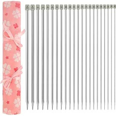 Curtzy Pack of 22 Aluminium Knitting Needles - Knitting Needle Set with 35 cm Needle Length - Single Point Long Straight Needles 2-8 mm - 11 Sizes 2 of Each Size - for Beginners and Experts