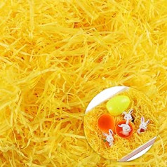 Lieldienu zāles papīrs, Hillylolly 200 g Easter Grass Yellow, sasmalcināts papīrs pildījuma materiāls, pildījuma materiāls dāvana, Lieldienu zāles dekoratīvā zāle Lieldienu grozam, Lieldienu ligzda, Lieldienu dāvanu kastīte, dāvana