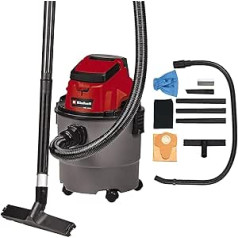 Einhell TC-VC 18/15 Li-Solo Power X-Change bezvadu mitrais/sausais putekļsūcējs Litija jonu plastmasas konteiners 15 l 4 riteņi, ieskaitot sūkšanas šļūteni, dažādi filtri bez akumulatora un lādētāja