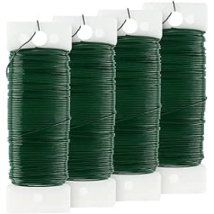 RUNEAY Flower Wire 0.6 mm, 4 Pieces x 35 m Galvanised Craft Wire Green Garden Wire Binding Wire Rustproof Angled for Crafts Plant Training Flowers Wreaths Fence Flower Arrangements