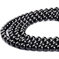 Obsidiāna melna dārgakmens apaļas brīvas krelles Dabīgā akmens krelles rotaslietu izgatavošanai 4mm 6mm 8mm 10mm 12mm 14mm melna 10mm