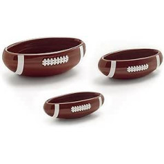 40YARDS American Football Football Snack & Dip Bowls (Pack of 3) Ceramic in Football Shape for Dips, Sauces, Snacks & Side Dishes