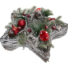 HEITMANN DECO - Rattan wreath with glass tealight holder - star-shaped - approx. 26 x 26 cm