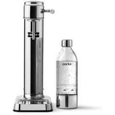 Aarke Carbonator 3 ūdens karbonators, nerūsējošā tērauda korpuss, sodas ūdens karbonators, ieskaitot BPA nesaturošu PET pudeli, savietojams ar 60 l / 425 g Sodastream cilindriem