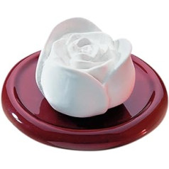 Decorative Fragrance Collectable Ceramic Scented Rose with Bordeaux Glazed Saucer 10 cm Diameter