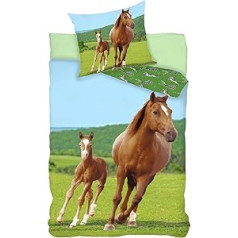 BrandMac Horse grozāmās gultas veļas komplekts 135 x 200 cm 80 x 80 cm Kokvilna Girls Horse Bērnu gultas veļa