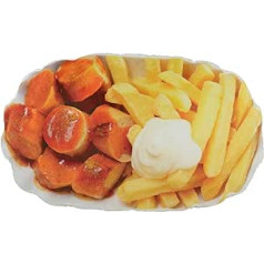 United Labels Currywurst & Fries Spilvens Bļoda Frī kartupeļu Bļoda Manta šķīvis Dekoratīvais spilvens Sēdekļa spilvens Dekoratīvais spilvens 50 x 30 cm