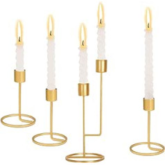 4 x Gold Candle Holders for Candlesticks, 5 Heads Metal for Wedding Centrepiece Party Holiday Dining Table Bridal Shower Home Fireplace Decorations