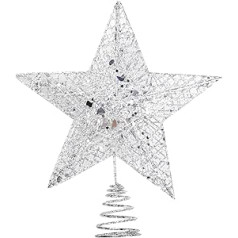 Jomnvo Metal Christmas Tree Topper Glitter Christmas Tree Topper Half Wire Star Topper for Christmas Party Home Decoration 8 Inch