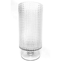 Biedermann & Sons Base Based Diamond Cut Glass Hurricane Candle Holder, Transparent, 4.75 Inches