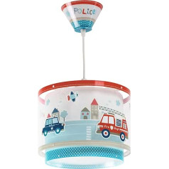 DALBER Kinderleuchte Pendelleuchte POLIZEI Deckenleuchte Kinderzimmer Kinderlampe, Blau, 26.5 x 26.5 x 21 cm