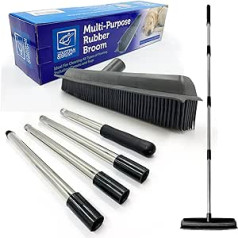 Rubber Broom Carpet Brush Inner Floor & Carpet Brush Silicone Bristle Removes Dog Hair Cat Hair Pet Hair from Carpet with Long Folding Handle for Kitchen Floor Cleaning with Dustpan