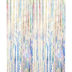 Asunflower Metallic Tinsel Curtains Rainbow Foil Fringe Curtains Christmas Hanging Streamers for Party/Prom/Birthday