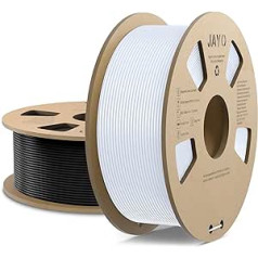 JAYO ātrgaitas PLA kvēldiegs 1,75 mm, ātra drukāšana ar augstas plūsmas PLA 3D printera pavedienu, kārtīgi uztīta, izmēru precizitāte +/- 0,02 mm, 1,1 kg spole, iepakojumā 2, melnbalts