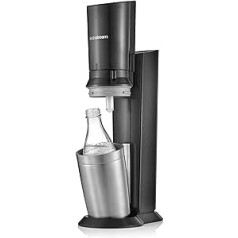 SodaStream Crystal 2.0 ūdens karbonāts dzirkstošam krāna ūdenim ar trauku mazgājamajā mašīnā lietojamu stikla pudeli dzirkstošajam ūdenim. Komplektā 1 stikla karafe 0,6 l bez cilindra; krāsa: titāns, 22 x 11 x 42 cm