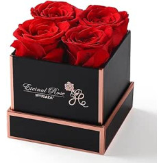 WYRIAZA Rose Box Infinity Rose Preserved - mūžīgi sarkana īsta bezgala izturīga ziedu kastīte dāvanas sievietēm mammai sievai draudzenei sievai dzimšanas dienai Ziemassvētki Valentīna diena Mātes diena