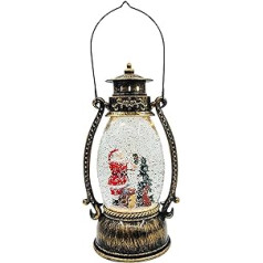 Christmas Lantern with Glitter, Christmas Snow Globes Lanterns, Santa Scene Christmas Lamp for Gifts and Decoration