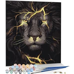 KAMIERFA Paint by Numbers Lion Painting Adult DIY Animal Artwork Picture Decor Living Room Bedroom Senior Beginner 40 x 50 cm