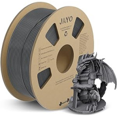 JAYO PLA+ kvēldiegs 1,75 mm, izturīgs PLA plus 3D printera pavediens, izmēru precizitāte +/- 0,02 mm, kārtīgi uztīta kvēldiegs, 1,1 kg spole (2,42 mārciņas), PLA+ pelēks