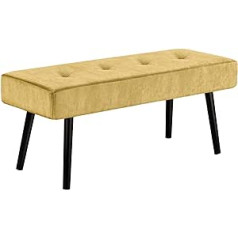 Kirkasa Entrance Bench, Yellow Bench for Bedroom, Modern Ottoman at End of Bed, Cord Padded Benches for Living Room, Foyer, Storage Room, Hallway