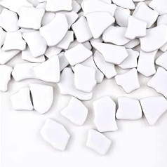 BTMIEY Irregular Ceramic Mosaic Tiles 500g 2-4cm Mosaic Stones for DIY Mosaic Making Craft Hobby Art Home Decoration (White)