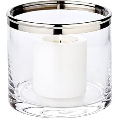 EDZARD Molly, candle holder made of hand-blown crystal glass with platinum rim, tea light glass for maxi tea light, height 10 cm, diameter 11.5 cm