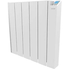 Cecotec ReadyWarm 6000 Thermal Ceramic Connected Plakanais radiators ar Wi-Fi vadību, 1500 W, 6 elementi izgatavoti no alumīnija un keramikas tehnoloģijas, taimeris, IPX4 aizsardzība, 4 darbības režīmi, 20 m2